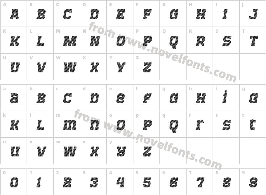 Bladi One Slab Stripe 4F Bold ItalicCharacter Map