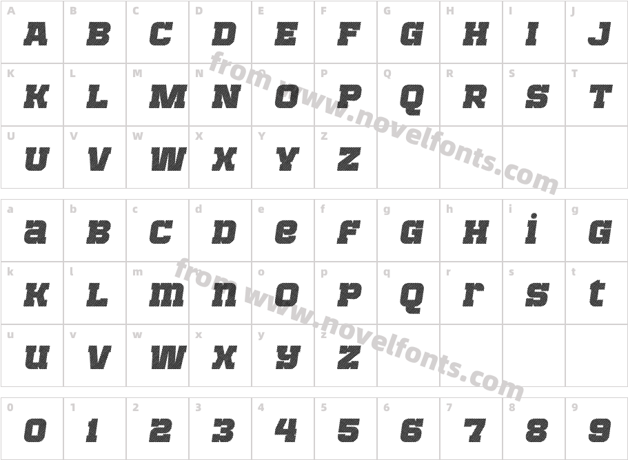 Bladi One Slab Stripe 4F Heavy ItalicCharacter Map