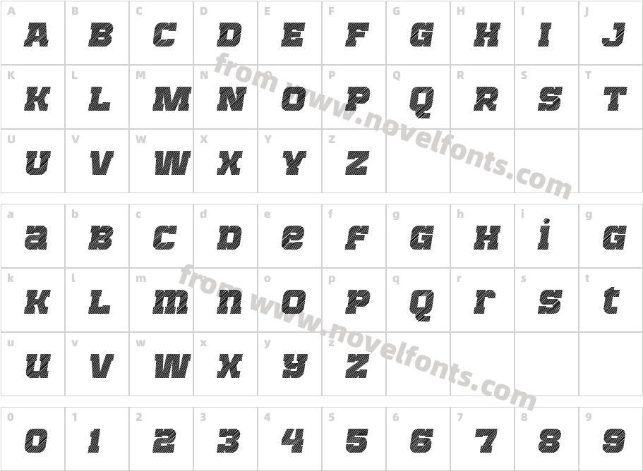 Bladi One Slab Stripe 4F Heavy ItalicCharacter Map