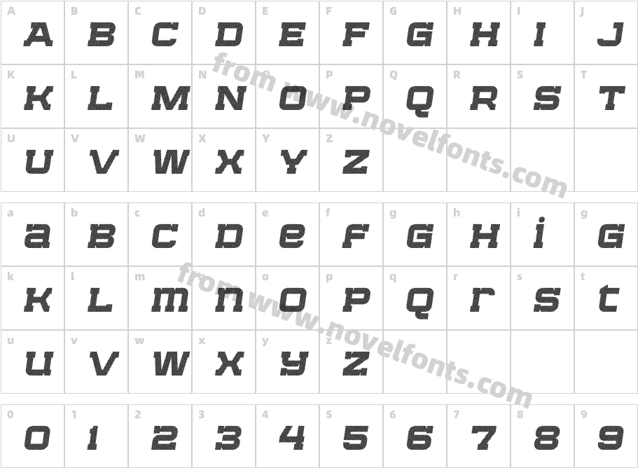 Bladi One Slab Stripe Wide 4F Bold ItalicCharacter Map
