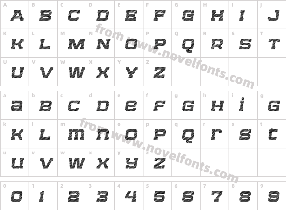 Bladi One Slab Stripe Wide 4F Bold ItalicCharacter Map