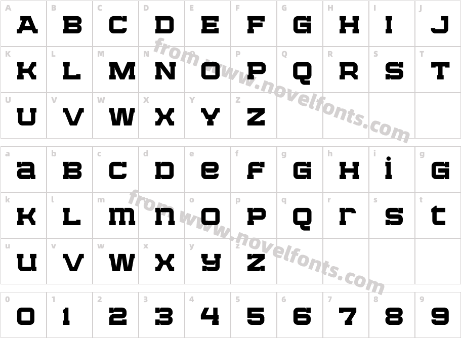 Bladi One Slab Wide 4F BoldCharacter Map