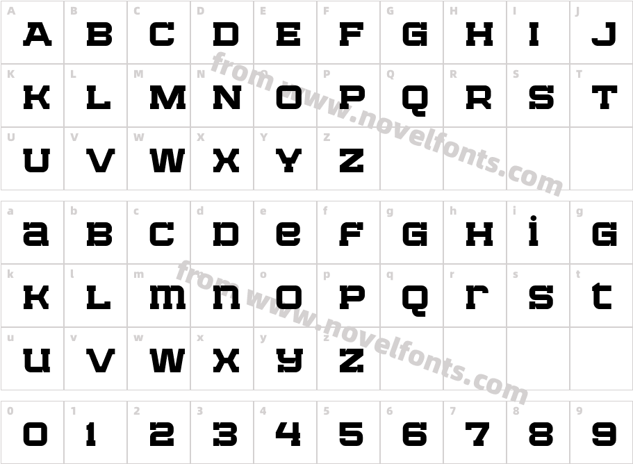 Bladi One Slab Wide 4F BoldCharacter Map