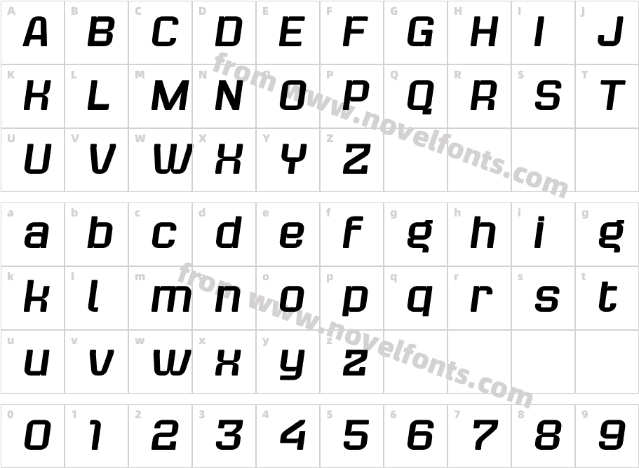 Bladi Two 4F ItalicCharacter Map