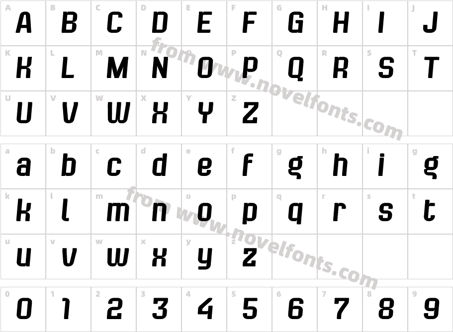 Bladi Two Condensed 4F ItalicCharacter Map