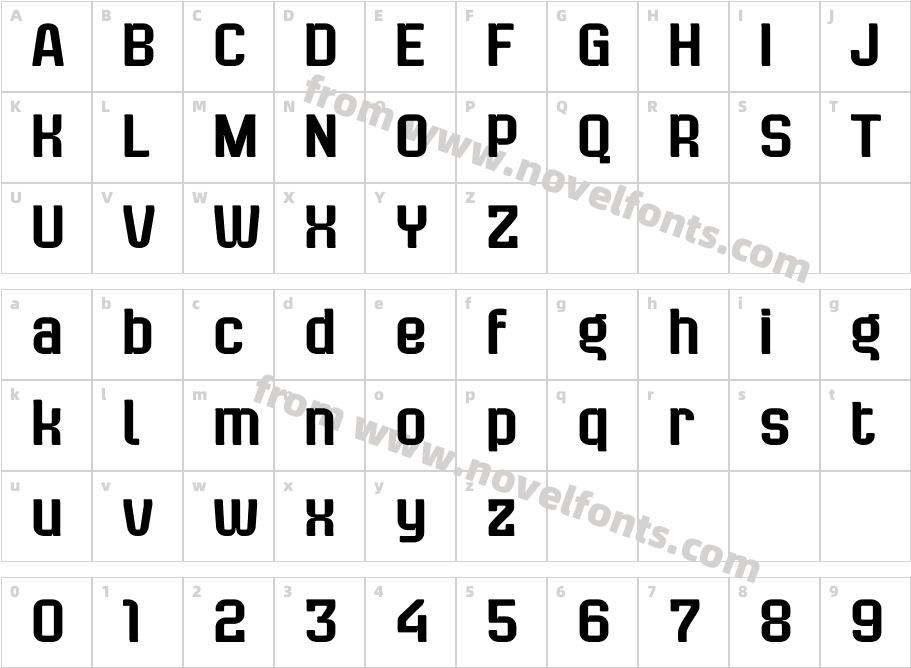 Bladi Two Condensed 4FCharacter Map