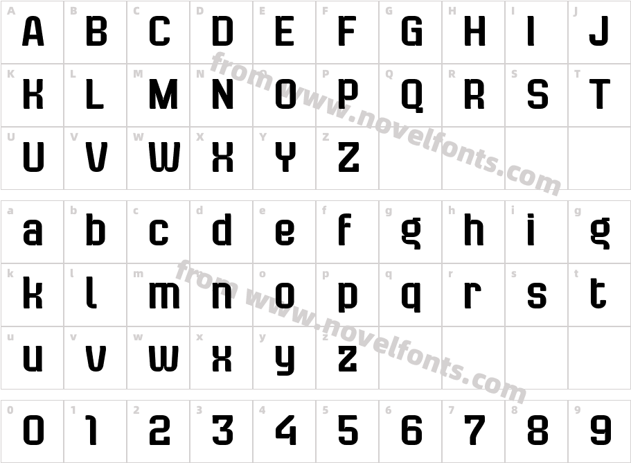 Bladi Two Condensed 4FCharacter Map