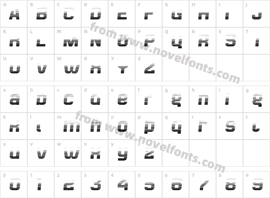 Bladi Two Gradient 4F Bold ItalicCharacter Map