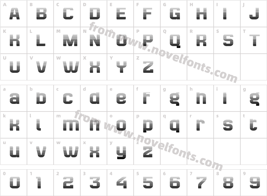 Bladi Two Gradient 4F BoldCharacter Map