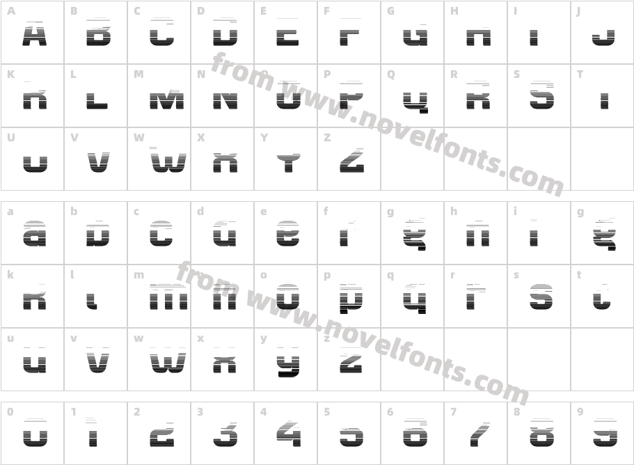 Bladi Two Gradient 4F BoldCharacter Map