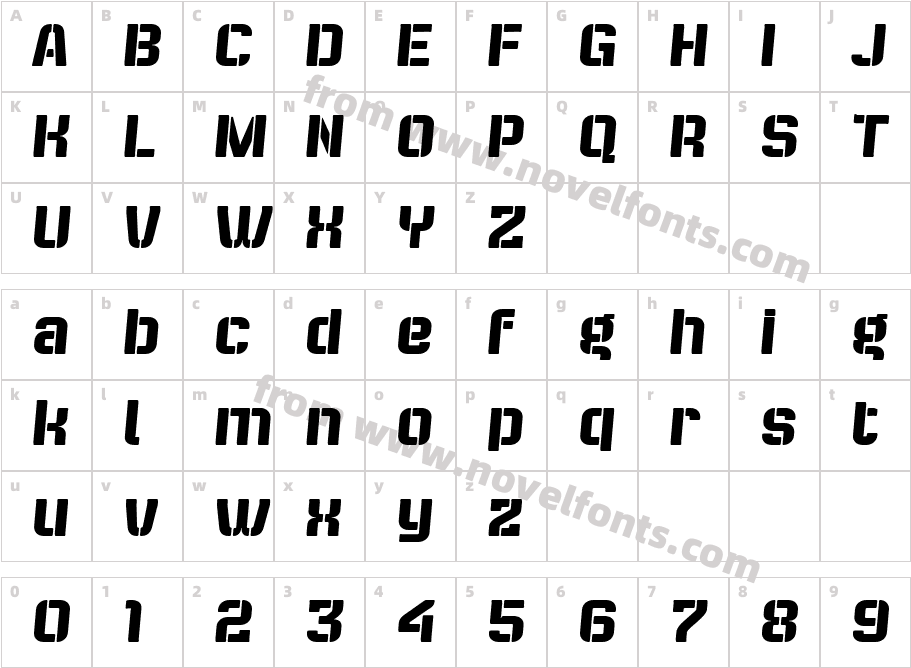 Bladi Two Stencil 4F Bold ItalicCharacter Map