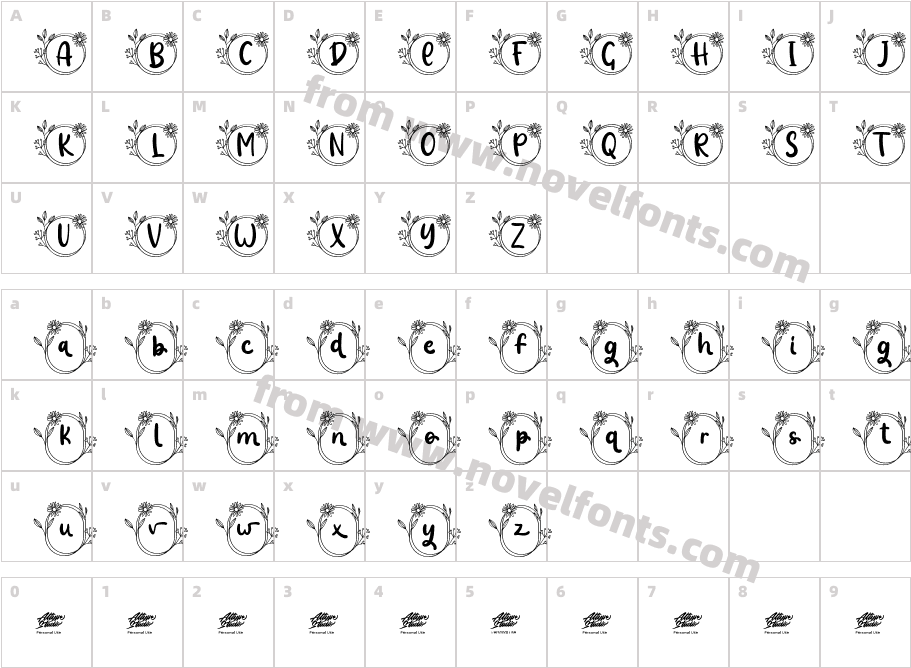 Jolie MonogramCharacter Map