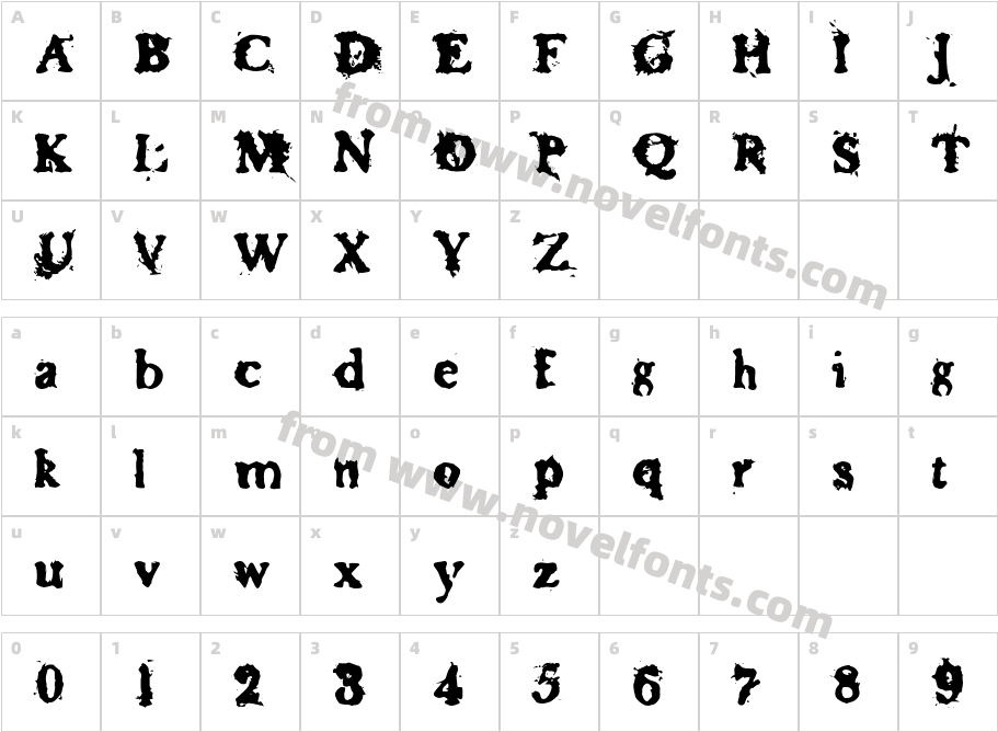Blotter Roman RegularCharacter Map