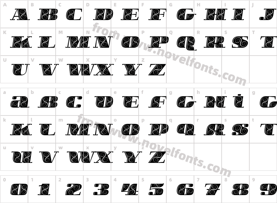 Boldesqo Serif 4F Decor ItalicCharacter Map