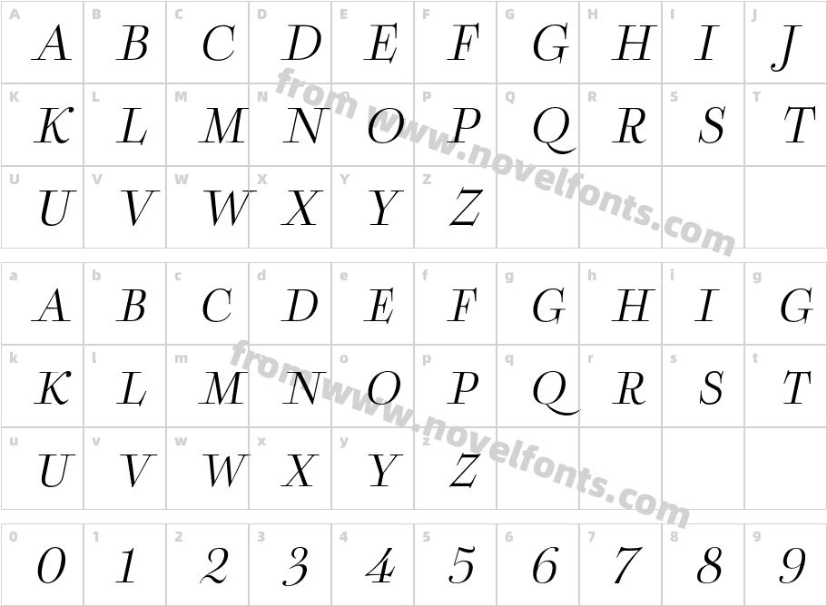 Boncaire Titling Regular ItalCharacter Map