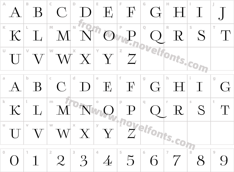 Boncaire Titling RegularCharacter Map