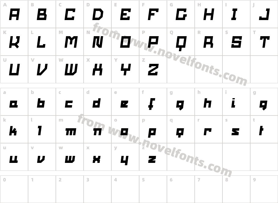 Bondage ObliqueCharacter Map