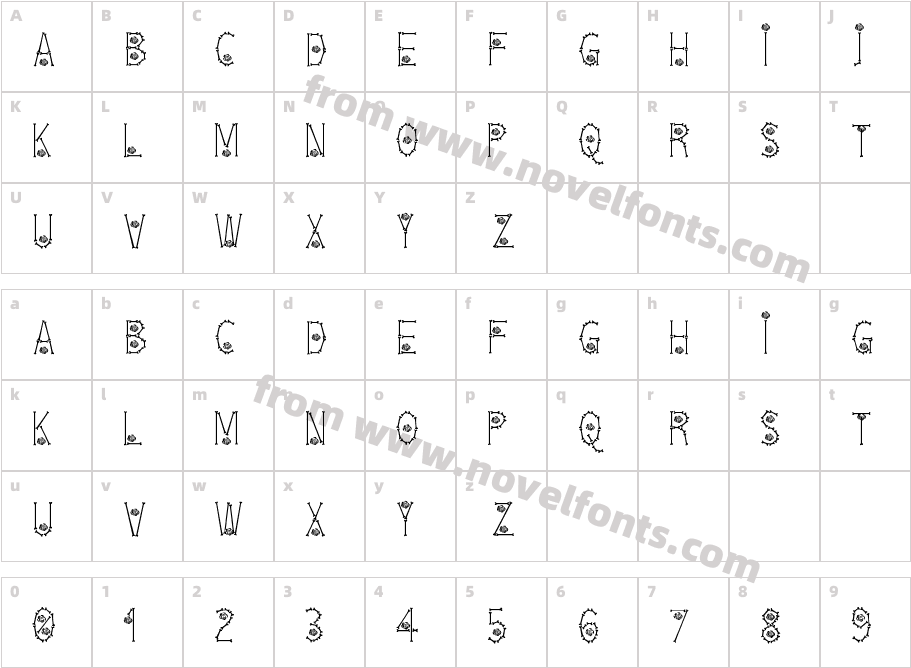 Bones Roses ThinCharacter Map