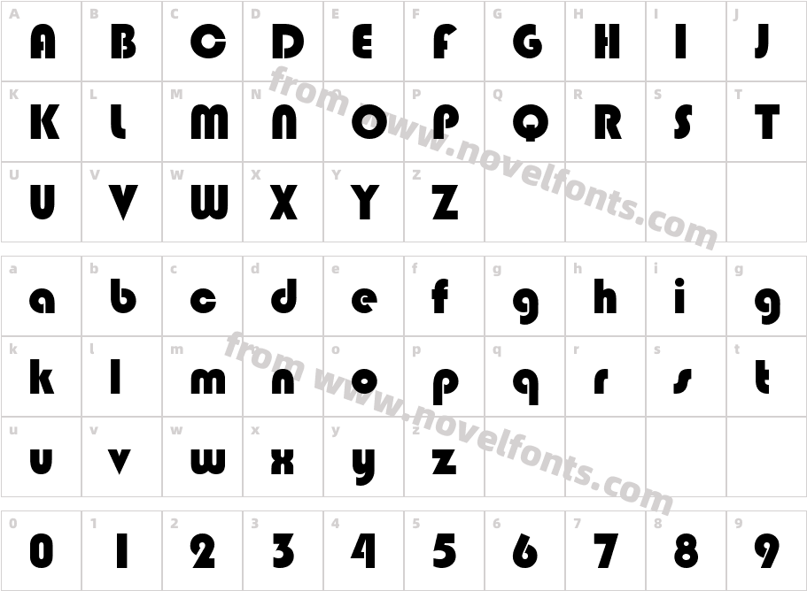 Bongo RegularSWFTECharacter Map