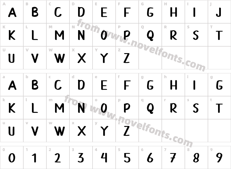 Boodoe Display Font RegularCharacter Map