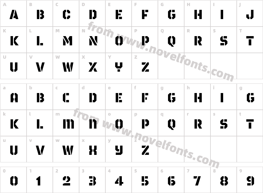 Borgstrand Pro Stencil CutCharacter Map