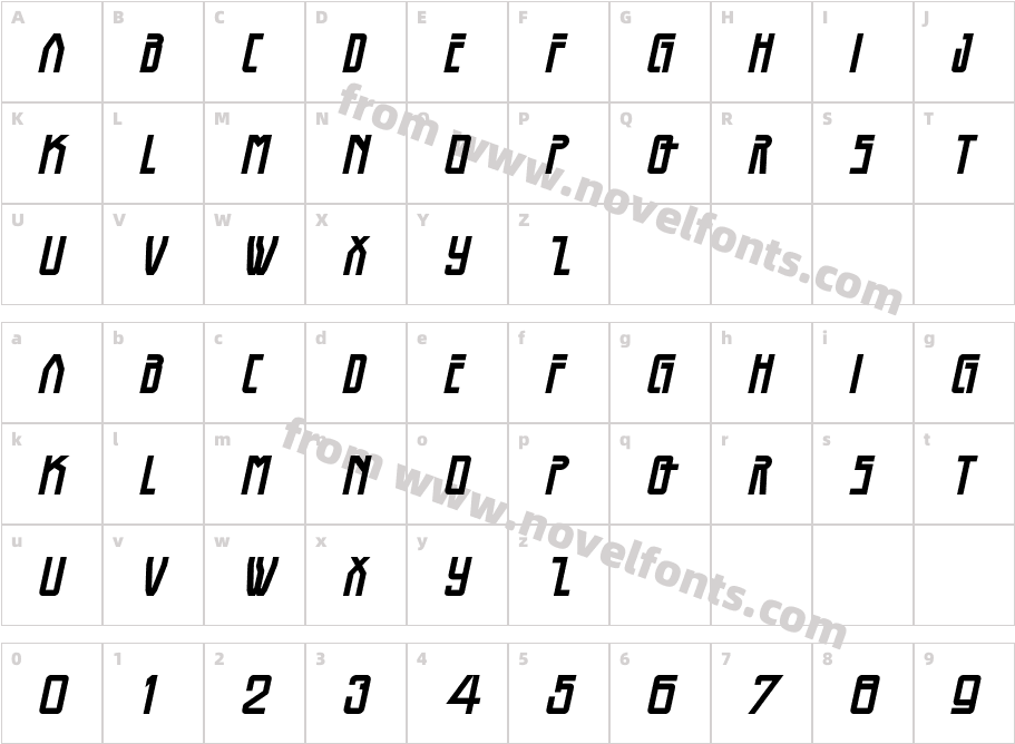 Bothweld Bold ItalicCharacter Map