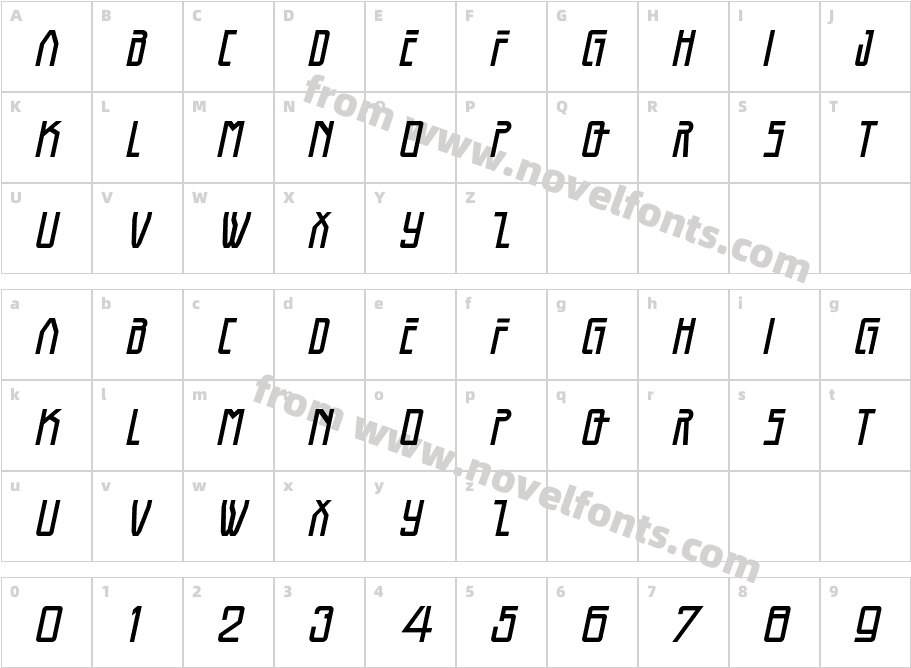 Bothweld ItalicCharacter Map