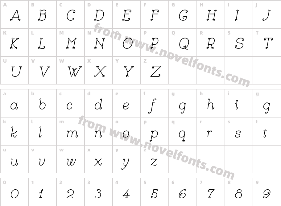 Bouclettes Bold ItalicCharacter Map
