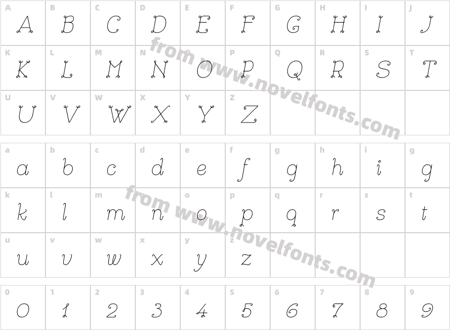Bouclettes ItalicCharacter Map