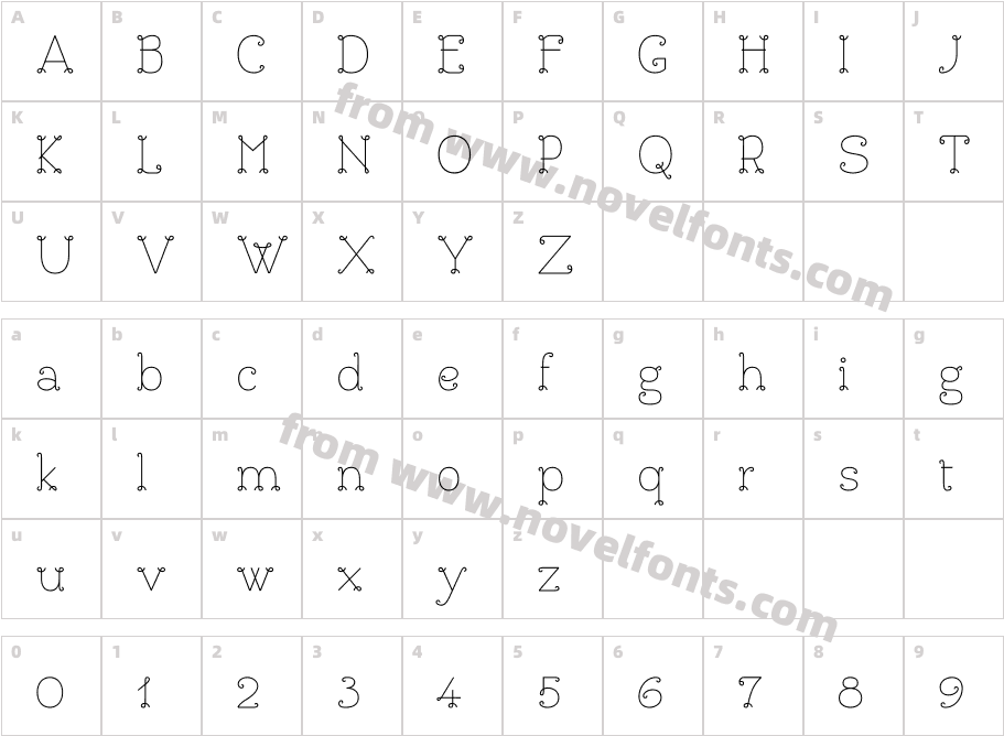 Bouclettes MediumCharacter Map
