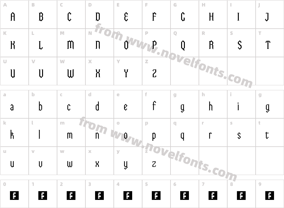 Bram RegularCharacter Map