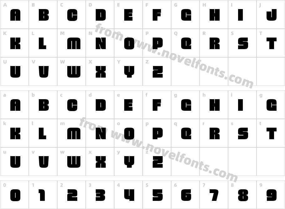 Brexon RegularCharacter Map