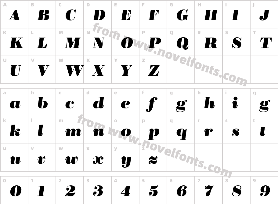 Bridone Heavy ItalicCharacter Map