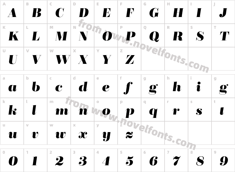 Bridone Titling Bold ItalicCharacter Map