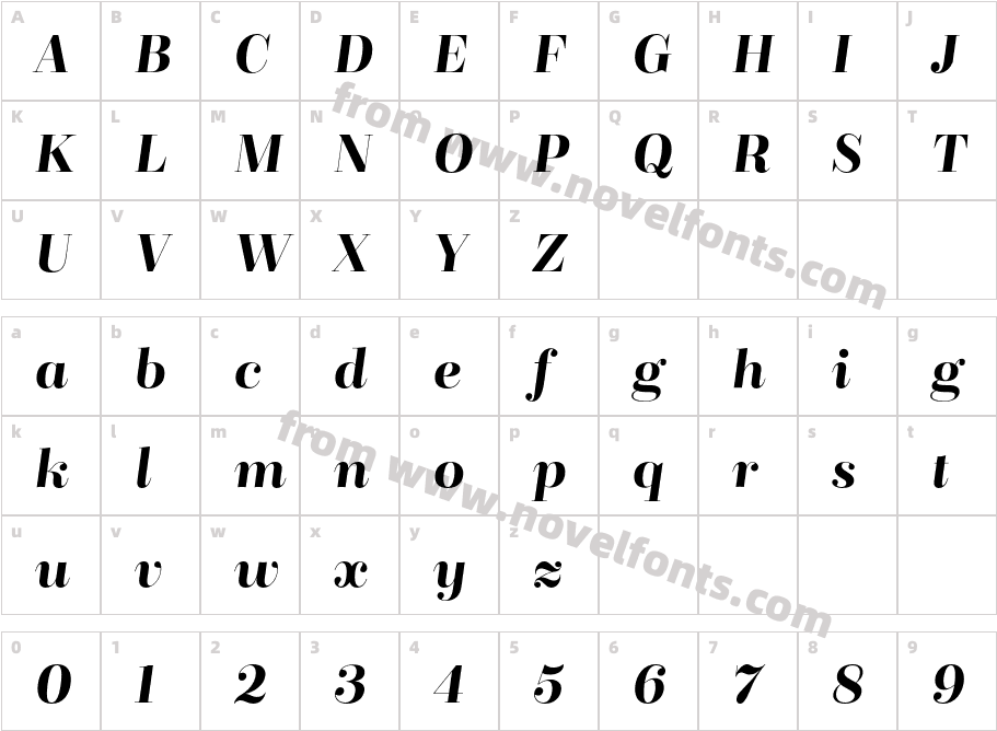 Bridone Titling ItalicCharacter Map