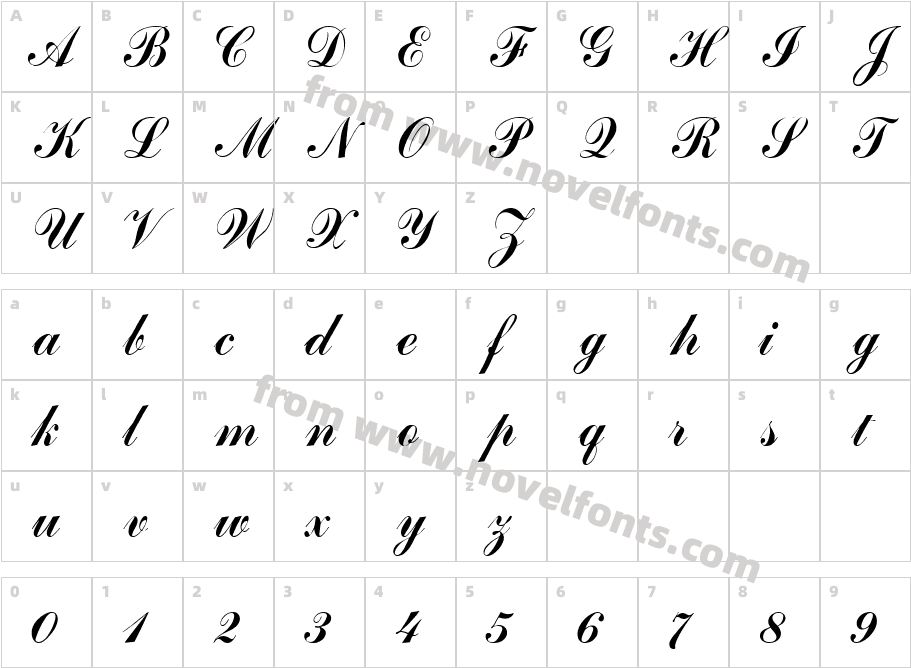 Brigade ScriptSSK RegularCharacter Map