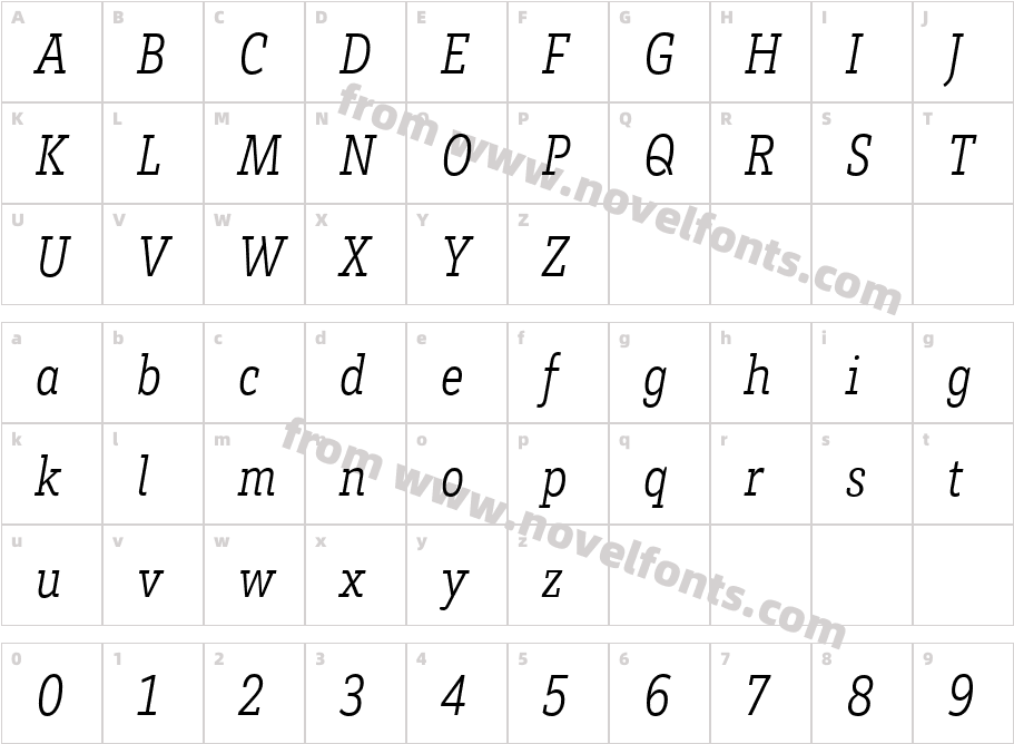 Brix Slab Condensed 2Character Map