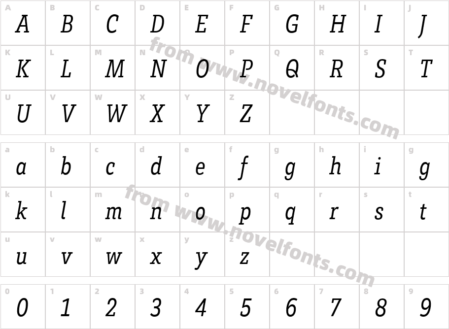 Brix Slab Condensed 3Character Map