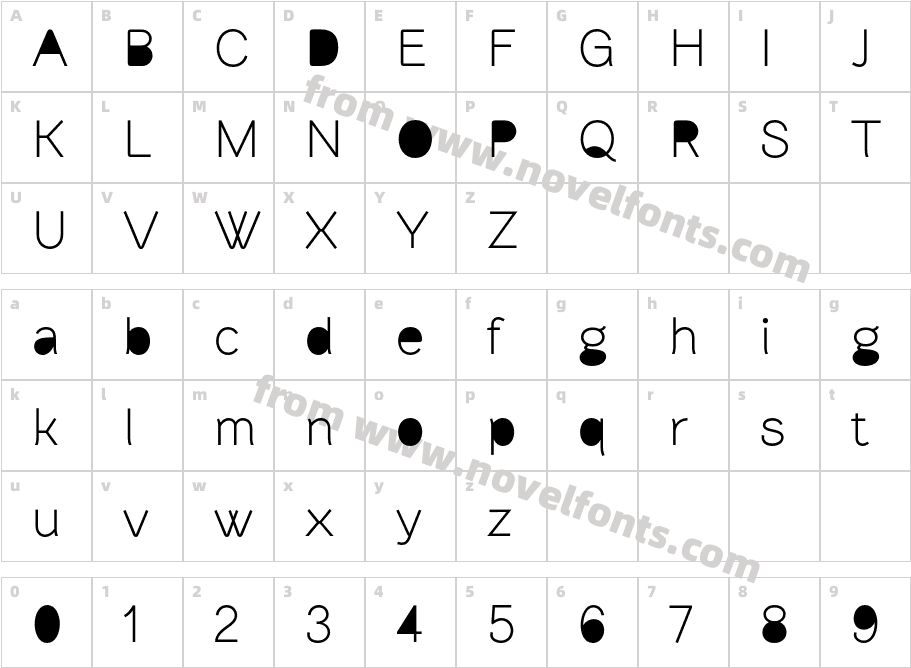 Brownstone Sans HoleCharacter Map