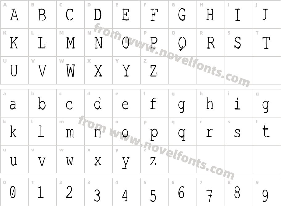 Brush Serif Collin RegularCharacter Map