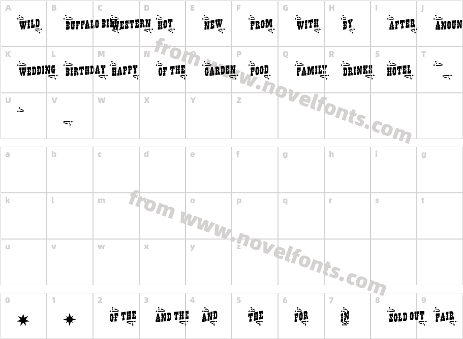 Bufallo Circus CatchwordsCharacter Map