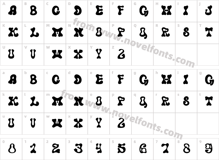Bulbly Font RegularCharacter Map