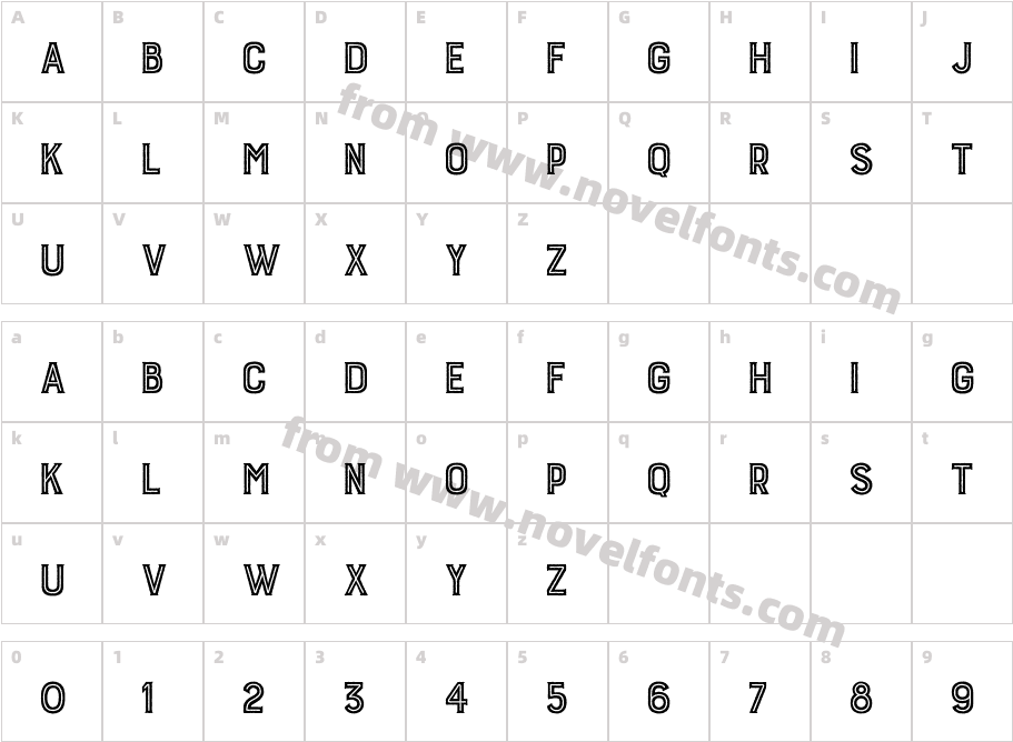 Burford Rustic Inline Regular2Character Map