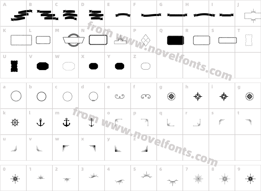 Burford Rustic OrnamentsBCharacter Map