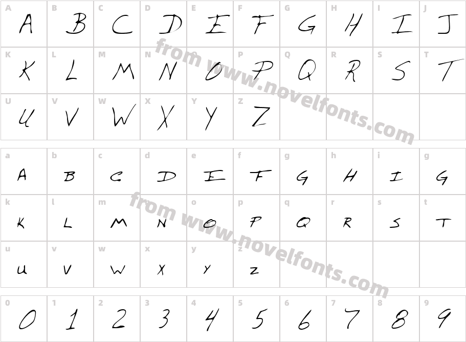 Burtons Hand RegularCharacter Map