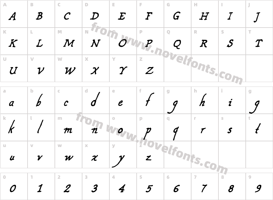 CF Nouvelle France RegularCharacter Map