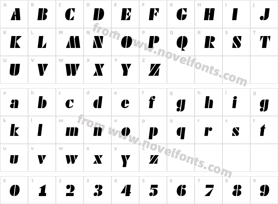 Cado DisplayS Si ItalicCharacter Map