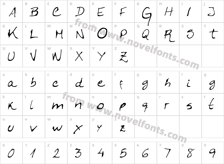 Caligrafica AritoCharacter Map