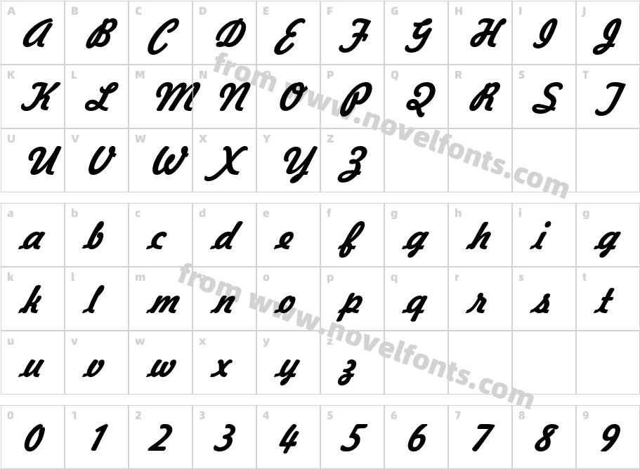 Jott 43 BoldItalicCharacter Map