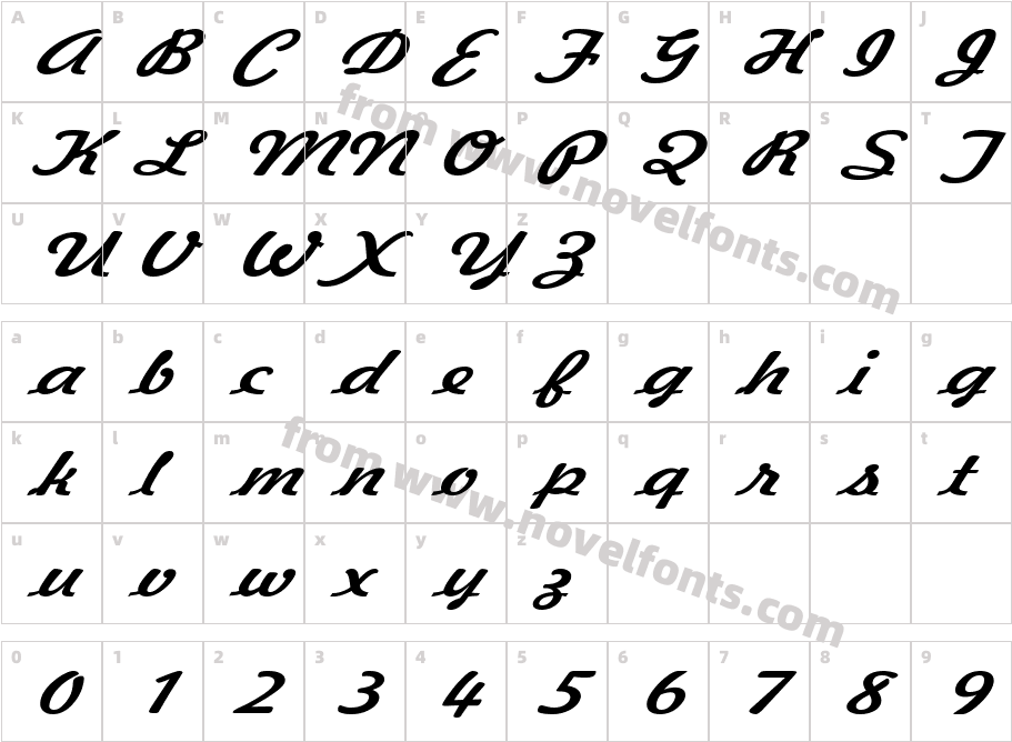 Jott 43 Extended ItalicCharacter Map